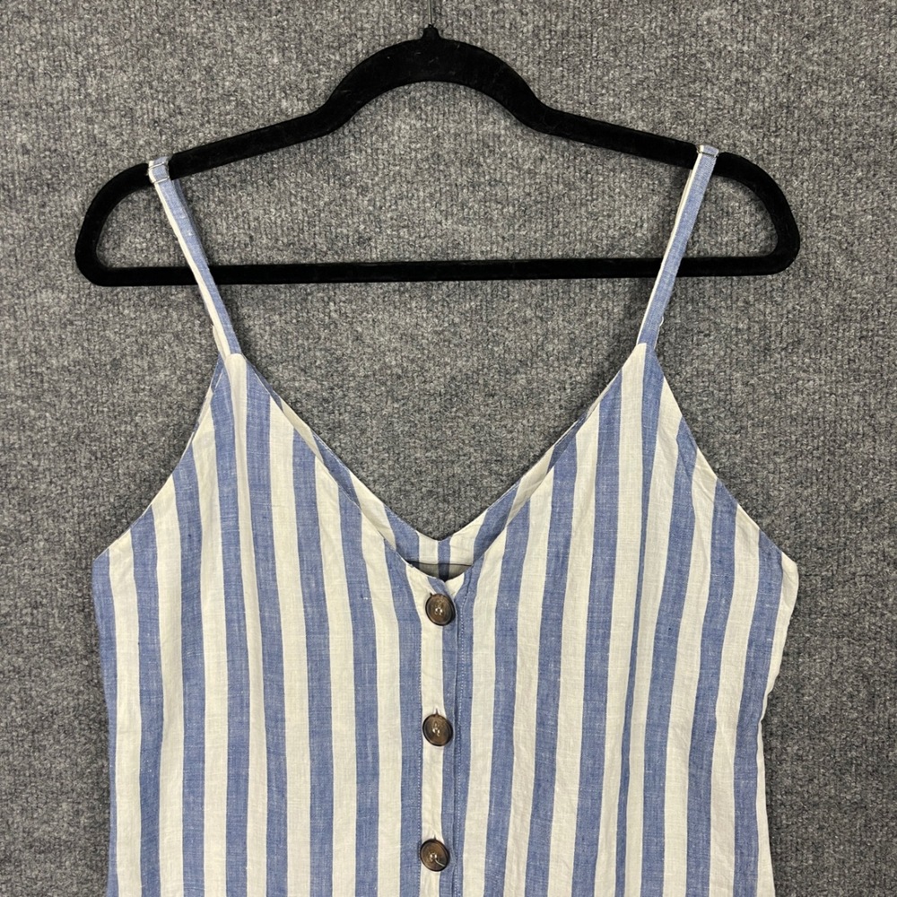 Reformation Mini Dress Womens M Excellent Striped Linen Button Front USA Made - Picture 3 of 8